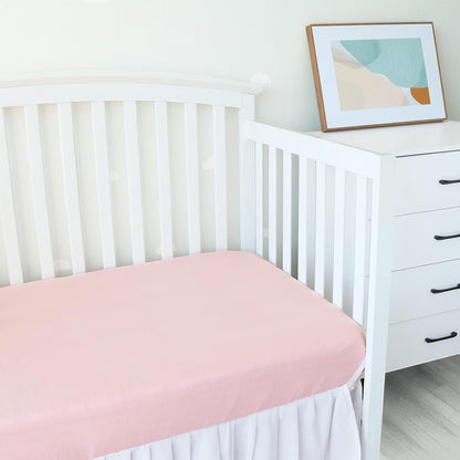 Muslin Crib Sheets for Boys and Girls 2 Pack, Ultra Soft Muslin Fitted Baby Crib Sheet for Standard Crib Mattress & Toddler Bed Mattress, Grey and Pink