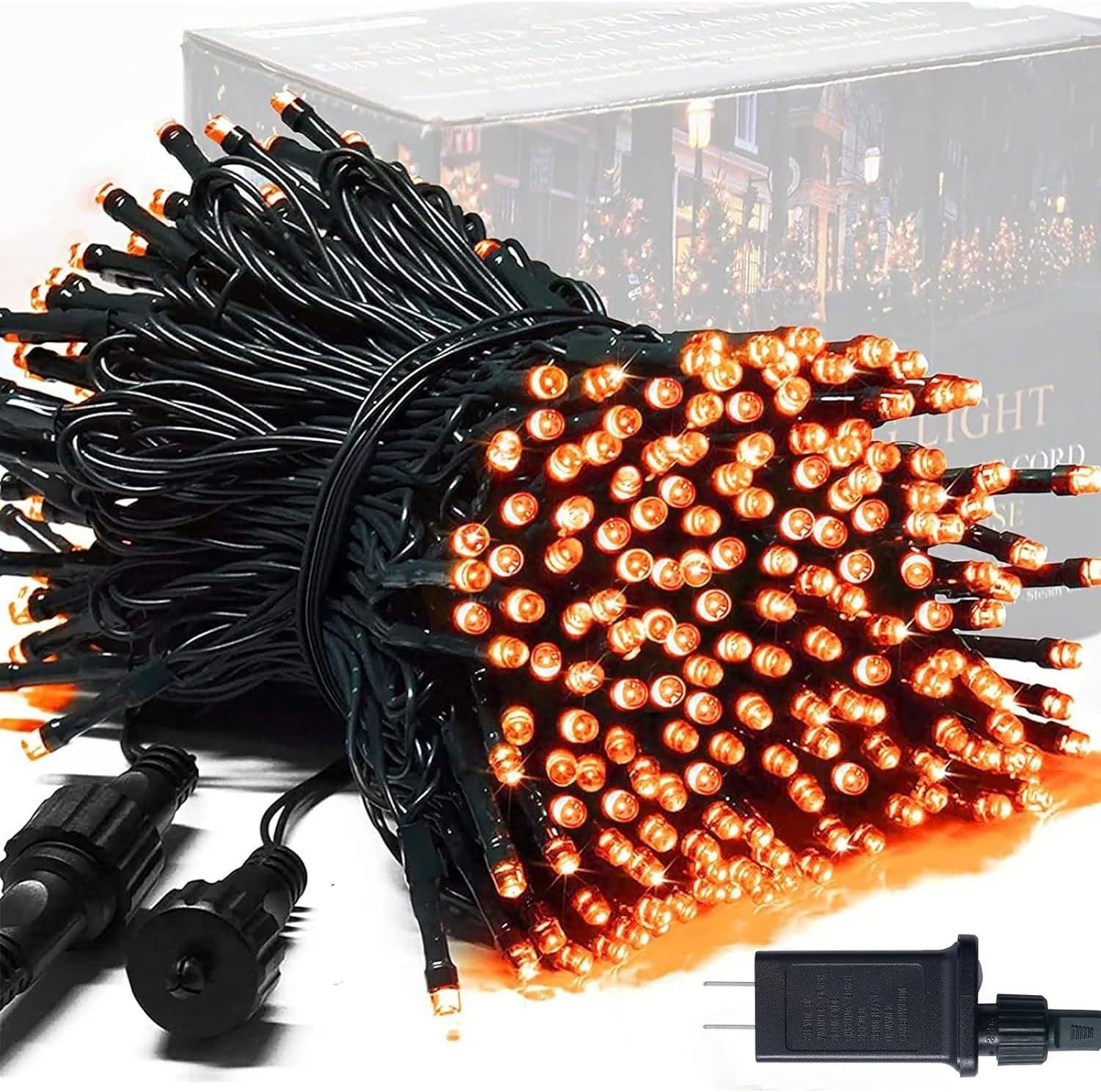 250 LED Orange String Lights, 91.5Ft Orange Halloween Lights Outdoor Waterproof, 8 Lighting Modes Connectable Halloween Tree Light for Yard Patio Party Holiday Decorations