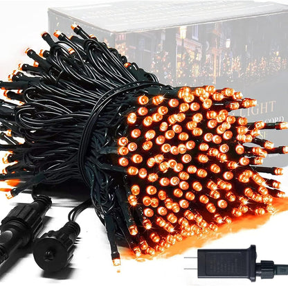 250 LED Orange String Lights, 91.5Ft Orange Halloween Lights Outdoor Waterproof, 8 Lighting Modes Connectable Halloween Tree Light for Yard Patio Party Holiday Decorations