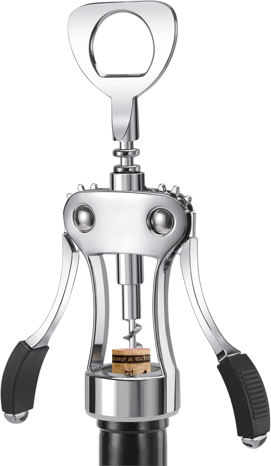 Wine Opener, Heavy-Duty Zinc Alloy Wing Corkscrew, Premium Beer Bottle Opener, Multifunctional Wine Accessories with Ergonomic Handle and Sharp Screw, for Kitchen, Bar, Restaurant, Bartenders