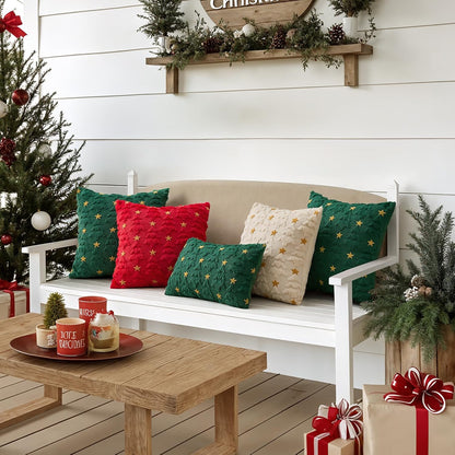 Christmas Pillow Covers 12X20 Inch Set of 2, Dark Green Christmas Tree Plush Faux Fur Pillowcases Soft Decorative Throw Pillow Cases for Couch Sofa Living Room Winter Xmas Holiday Home Decor