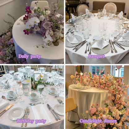2 Packs White round Tablecloth 70 Inches White Polyester Table Cloths Circle Stain and Wrinkle Resistant Tablecloths for round Tables Washable Fabric Table Covers for Wedding Banquet Parties