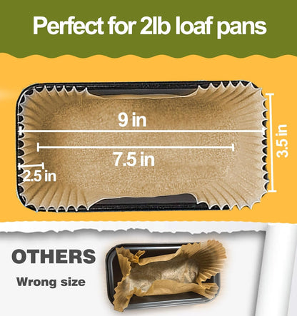 Loaf Pan Liners, 125Pcs Non-Stick Bread Pan Liners, Loaf Pan Parchment Liners, Paper Loaf Pans for Baking, 9X5 Parchment Paper