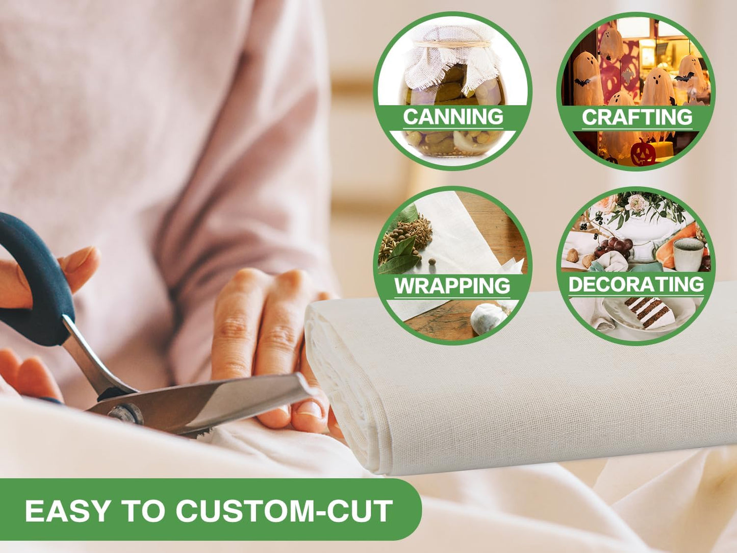 Organic Cheese Cloths, GOTS Certified, Grade 100, 36X36Inch, Reusable Cheese Cloth with Closed Edges Fabric Fine Mesh Cloth, Unbleached Cotton Muslin Cheesecloth for Straining,Cooking,Crafts - 9 Sq.Ft