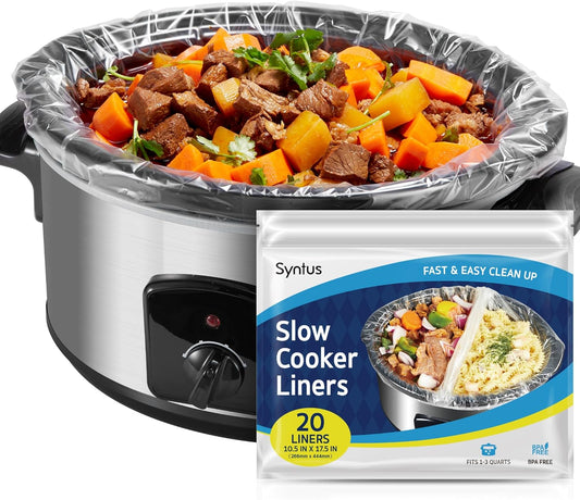 Crock Pot Liners, 20 Count 10.5" X 17.5" Small Size Slow Cooker Liners Fits 1-3 Quart Pots, Disposable Cooking Bags Suitable for Oval & round & Retangular Crock Pot