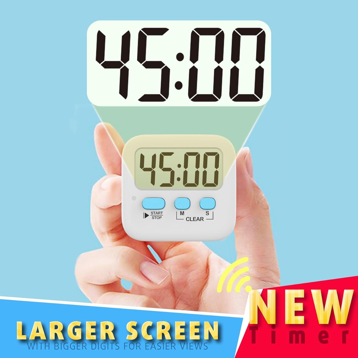 2 Pack Digital Timer for Kids, Magnetic Countdown Kitchen Timers for Cooking, Egg, Classroom, Teacher, Exercise, Study, Oven - Battery Included