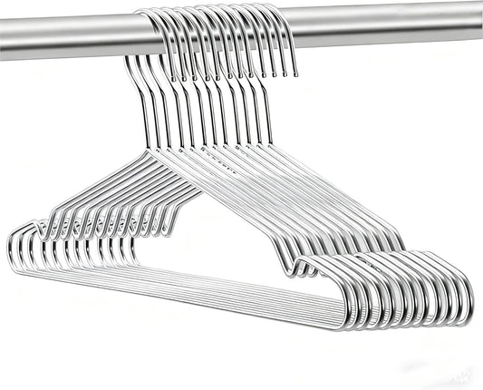 Coat Hangers Clothes 10 Pack Wire Hangers Heavy Duty Stainless Steel Hangers with Non Slip Grooves, 16.5 Inch Ultra Thin Metal Hangers Space Saving Clothing Hanger