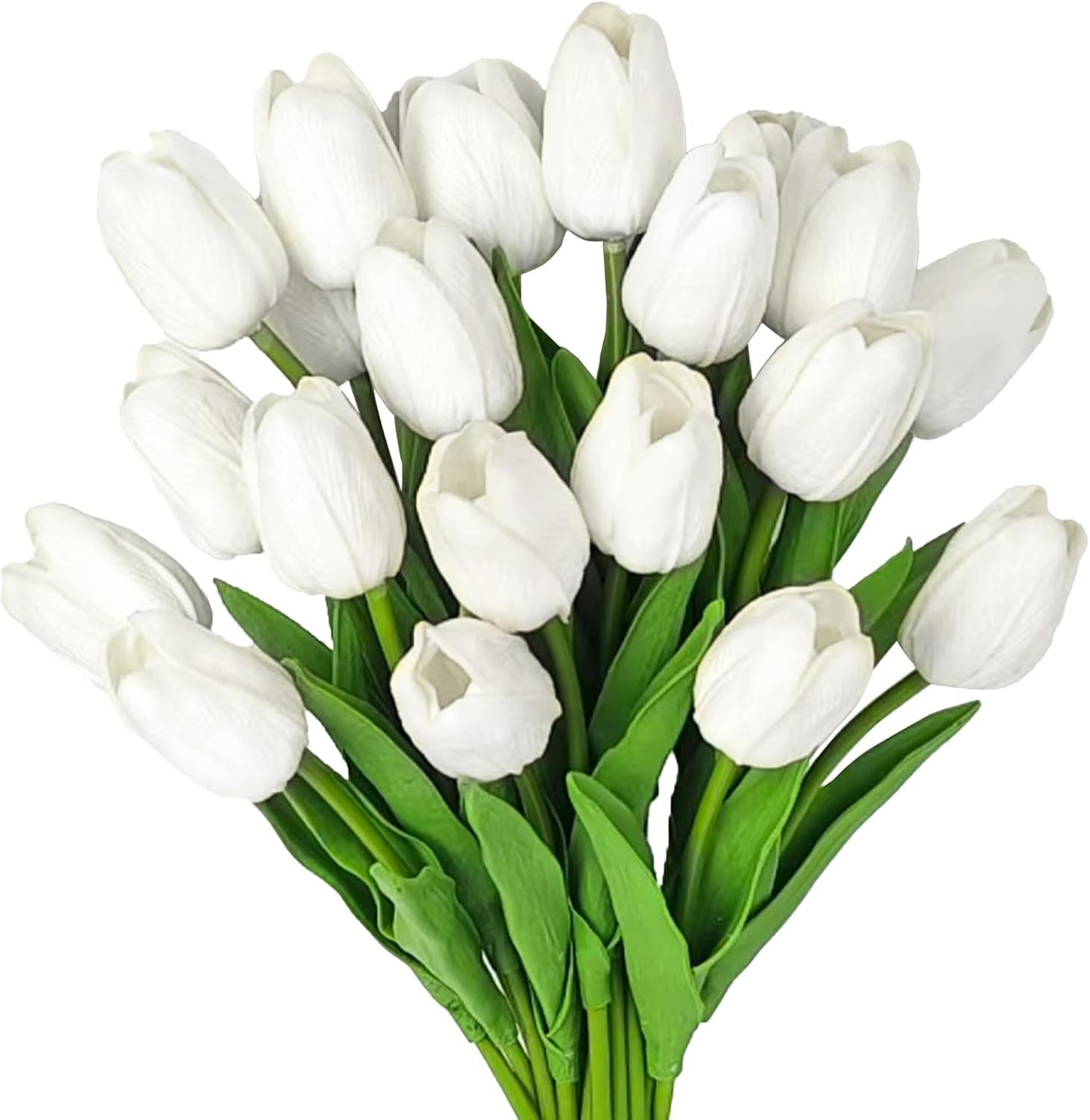 20-Piece Artificial White Tulip Flower Set, 13.5-Inch Silk Tulips for Home and Kitchen Decor - Ideal for Spring, Mother's Day, Easter, Valentine's Day Gifts, and Wedding Decorations