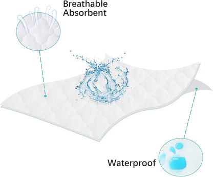 Bassinet Mattress Pad Cover Waterproof, Fits 13" X 30" Uppababy Bassinet & Snoo Smart Sleeper Baby Bassinet, Ultra Soft Breathable, White and Grey