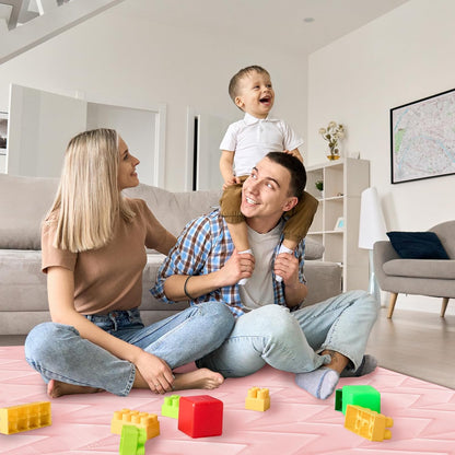 Foam Play Mat 50×50 for Baby Girls, Muslin Kids Play Mat Fits for Dripex & Suposeu Playpen, One-Piece Crawling Mat for Baby & Toddler to Play on Floor, Non Slip, Pink