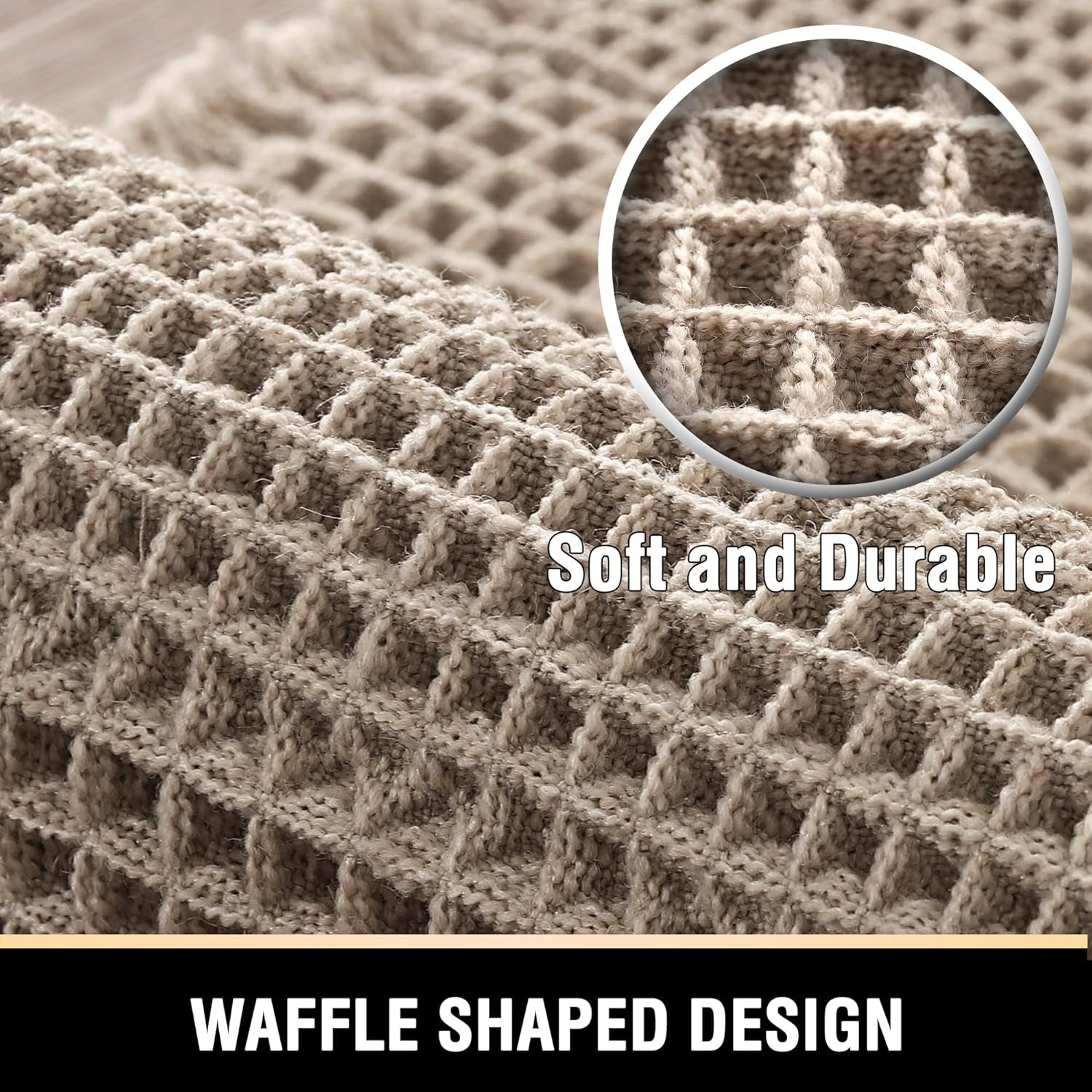 Upgraded Waffle Bath Mat Super Absorbent Non Slip Bath Rug 17" X 24", Irish Cream