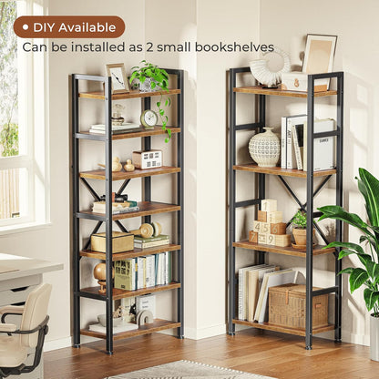 Triple 4-Tier Bookshelf with 11 Open Display Shelves - Wide Bookcase for Home and Office in Rustic Brown Finish