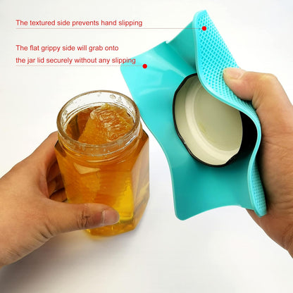 Set of 4 Non-Slip Silicone Rubber Jar Opener Gripper Pads for Seniors and Individuals with Arthritis - Versatile Lid Openers