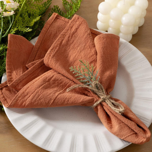 Cloth Napkins Terracotta Fall Burnt Orange Thanksgiving Washable Reusable Bulk Linen Cotton Napkins Set of 4 17"X17" for Wedding Party Bridal Baby Shower Birthday Dining Table Decorations
