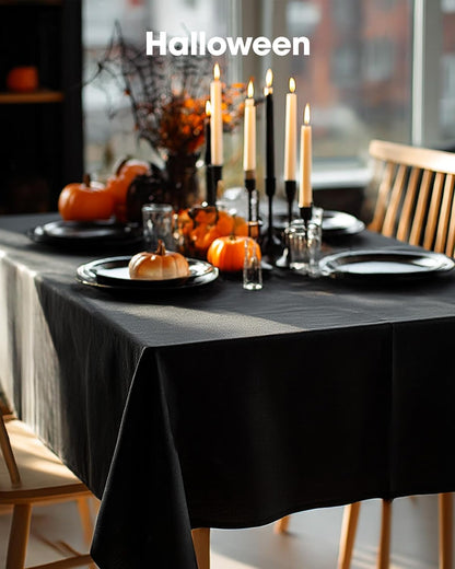 Rectangle Table Cloth 60" X 84" – Durable Polyester Tablecloth Offers Reusable & Washable Protection, Ideal for Outdoor Party, Picnic, Wedding, Banquet and Birthday, 1 Pack, Black