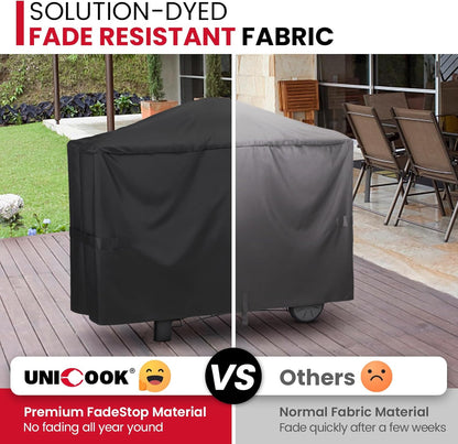 Grill Cover Compatible with Weber Q2000 Q300 Q3000 Q3200 Series with Cart, Compared to Weber 7112, Heavy Duty Waterproof Full Length BBQ Grill Cover 57 Inch, All Weather Protection, Black
