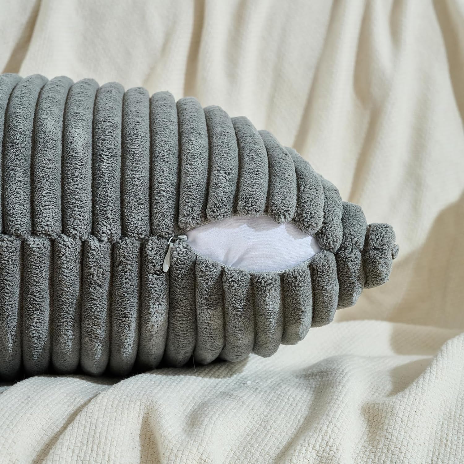 Set of 2 Dark Gray Boho Decorative Throw Pillow Covers 16X16 Inch for Couch Bed Sofa, Aesthetic Modern Bohemian Room Decor, Soft Fuzzy Fluffy Cozy Corduroy Textured Cushion Case 40X40Cm