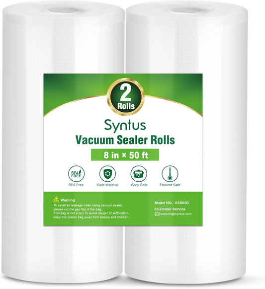Vacuum Sealer Bags, 2 Rolls 8" X 50' Commercial Grade Bag Rolls, BPA Free Food Vac Bags for Storage, Meal Prep or Sous Vide