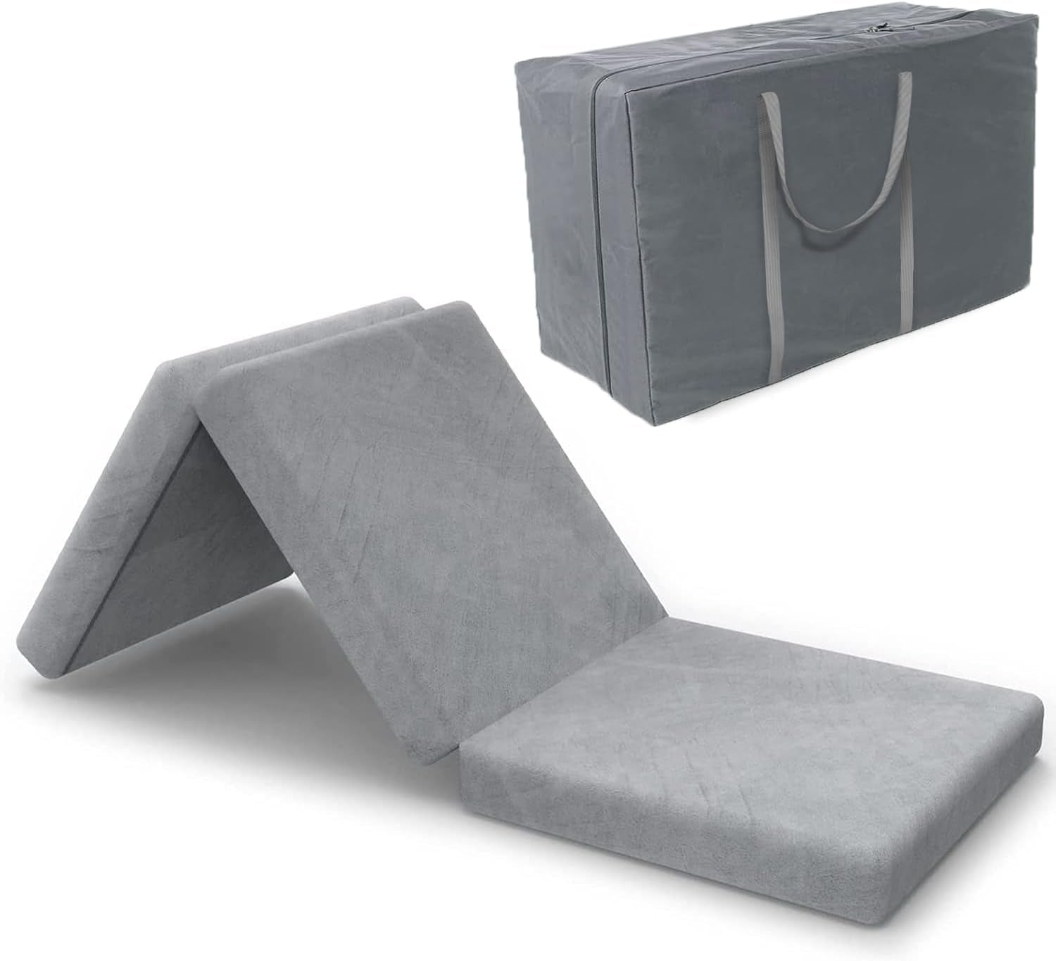Tri Folding Mattress Foam Topper 4" Thickness Floor Cot Mattress, Guset Bed with Removable&Machine Washable Cover and Lining, Certipur-Us Certified 25 X 75 Inch