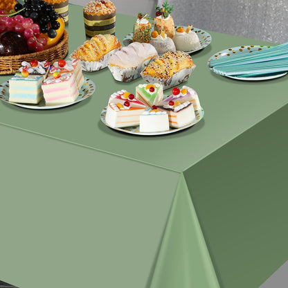 1 Pack Sage Green Plastic Tablecloths for Rectangle Tables, Light Green Disposable Tablecloth, Waterproof Sage Green Table Cover for Birthday Bridal Wedding Baby Shower Party Decorations, 54 X 108Inch