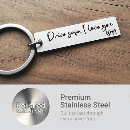 Drive Safe I Love You with Initial Customizable Laser Engraving Key Chain Gift for Him Valentine Wedding Personalized Gifts