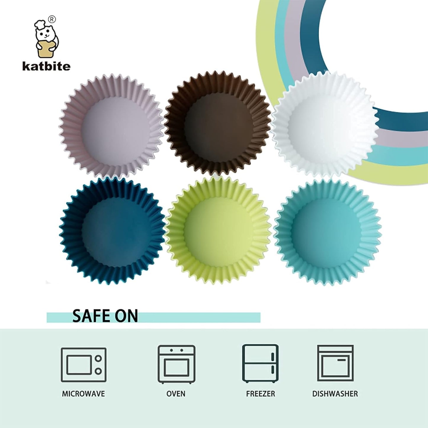 Silicone Cupcake Baking Cups 48 Pack, Heavy Duty Silicone Baking Cups, Reusable & Non-Stick Muffin Cupcake Liners Holders Set for Party Halloween Christmas Bakery Molds Supplies
