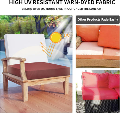 Waterproof Patio Cushion Covers ONLY Cover 22X20X4 Inch 2 Pack Replacement Non-Slip Outdoor Seat Cushion Slipcover with Zipper. Wine