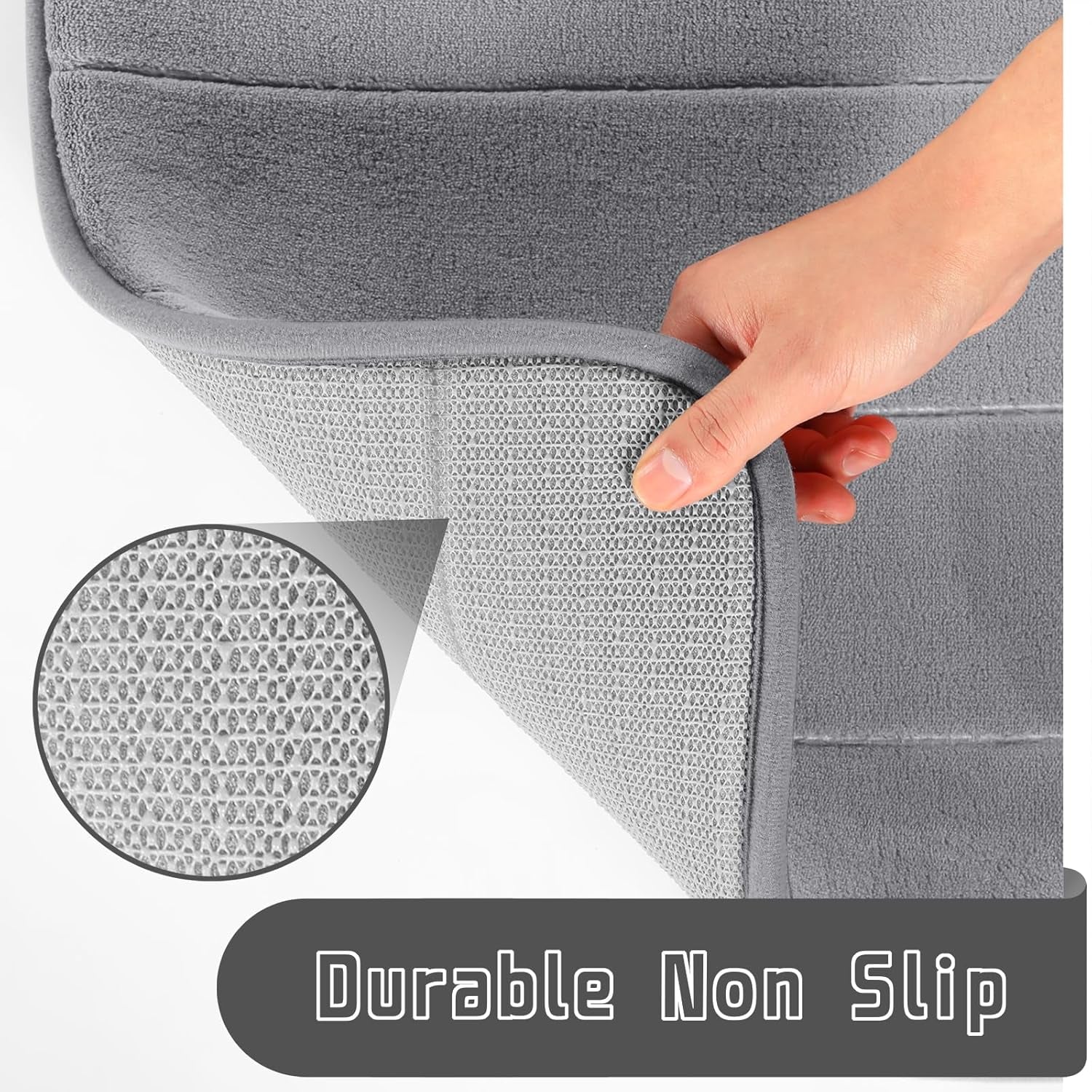 Memory Foam Bathroom Rugs Sets 2 Piece - Super Soft Absorbent Quick Dry Bath Mat Set, Machine Washable Non Slip Floor Carpet for Tub Shower & Single Sink (17X24 & 31.5X20 Inch, Gray)