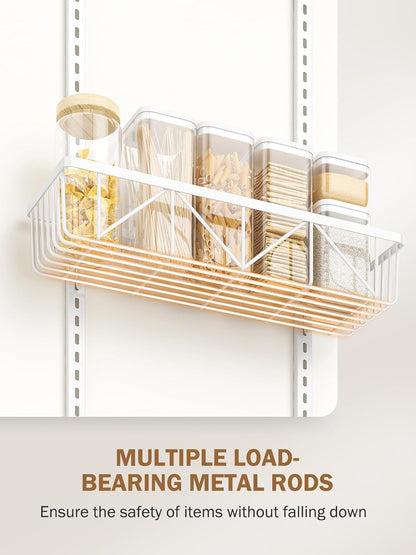 Adjustable over the Door Pantry Organizer, 9-Tier Metal Pantry Organization and Storage for Kitchen, Hanging Spice Rack Seasoning Shelves, Cabinet Door Organizer for Easy Install, 16" White