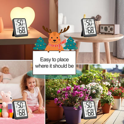 Room Thermometer, Digital Small Hygrometer Indoor Thermometer Humidity Gauge, Temperature Humidity Meter with Max/Min Record Monitor Sensor for Home, Plants - Battery Included