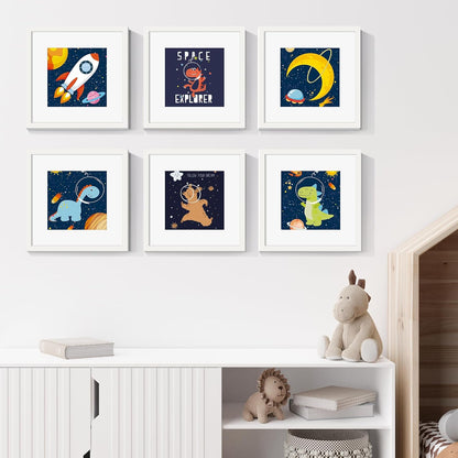 12X12 Picture Frame Made of High Definition Glass, Display Pictures 8X8 with Mat or 12X12 without Mat, Gallery Wall Frame Set, White