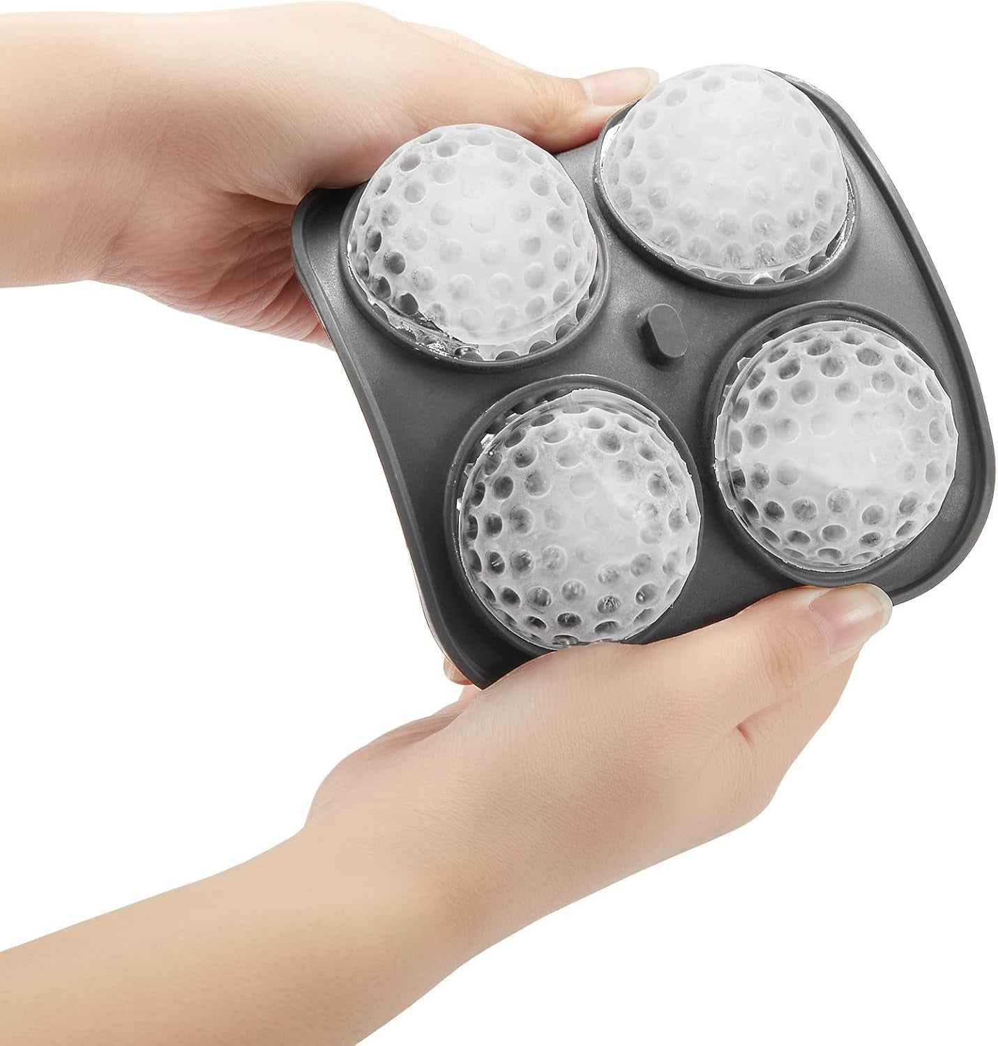 3D Golf Ice Cube Tray, Large Golf Silicone Fun Shapes Whiskey Ice Mold with Funnel for Cocktails, Bourbon,Brandy, Whiskey Gifts for Men Black