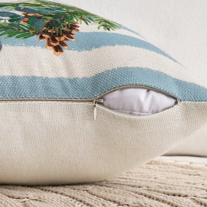 Set of 4 Holiday Blue Decorative Pillow Covers 16X16 Inch Snowman Elk Merry Christmas Throw Pillow Cases Winter Seasonal Cushion Cases Home Decors for Sofa Couch Bedroom