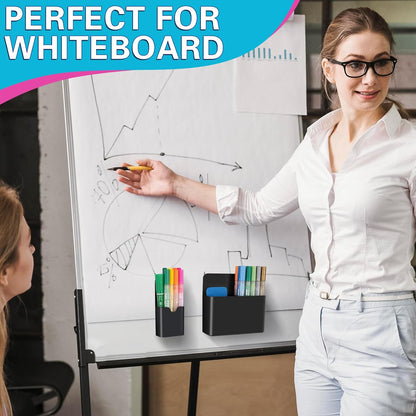 4 PCS Magnetic Pen Holder, Black Magnetic Marker Holder for Whiteboard, Magnetic Dry Erase Marker Holder, Magnetic Pen Holder for Refrigerator, Magnetic Pencil Holder, Magnet Locker Organizer