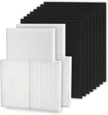 HPA300 Filter Replacement Compatible with Honey-Well HPA300, HPA200, HPA100, HPA090 Series Air Purifier, 6 Filter R + 8 Activated Carbon Pre-Filter, Replace #HRF-R3, #HRF-R2, #HRF-R1