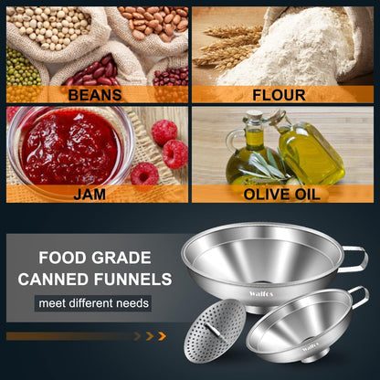 5.5 Inch and 4 Inch Stainless Steel Wide-Mouth Funnel with Handle for Wide and Regular Mason Jars Canning Jars,Wide Mouth Funnels for Kitchen Use Transferring Liquid and Dry Ingredients!