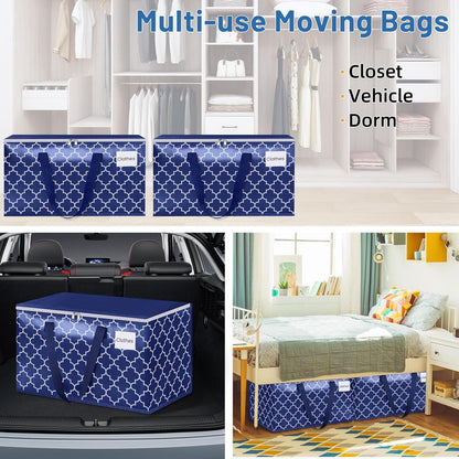 Moving Bags, Extra Large Moving Supplies, Heavy Duty Storage Bags, Packing Bags with Reinforced Zippers & Handles, Collapsible Packing Boxes, Storage Totes for Moving, Packing, 88L, 8 Packs