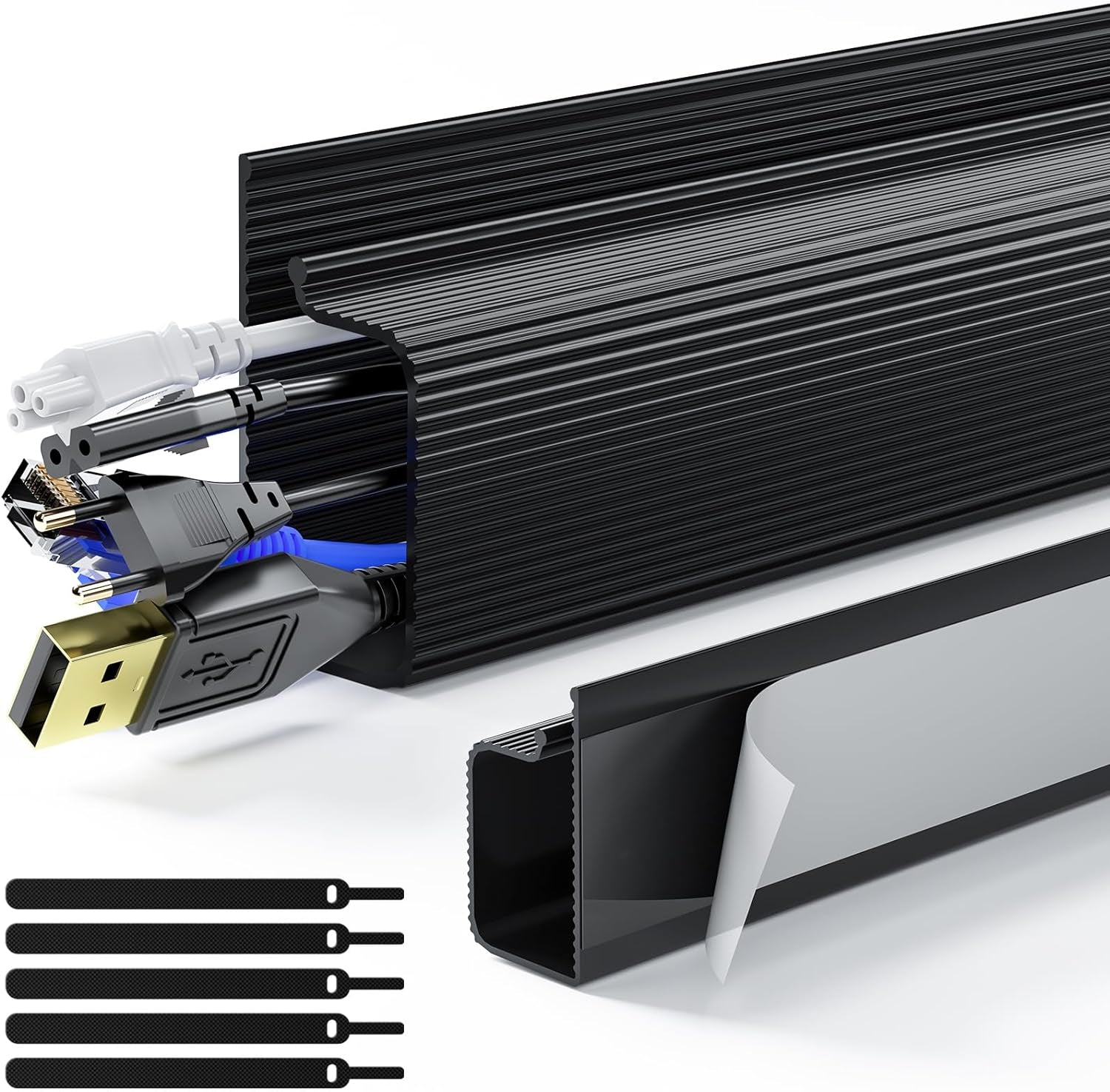 2 Pack Safe & Tidy Cable Management Solution - Protect Kids & Pets with Home & Office Cable Management under Desk,Cable Organizer, Cable Management Kit,Cord Organizer for Desk, 15.7Inx2