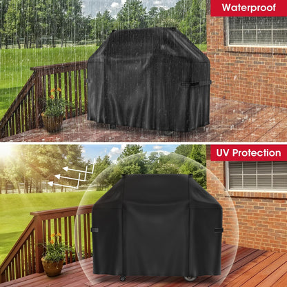 58 Inch Gas Grill Cover for Weber Genesis II and Genesis 300 Series Grills, Unique Waterproof Vinyl Exterior with Polyester Lining, Outdoor BBQ Cover, Compared to Weber 7130, Basic Version