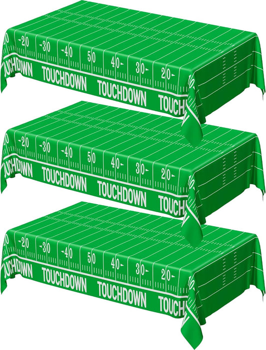 Football Party Supplies - 3PCS Touchdown Tablecloths, Disposable Tablecloths, Plastic Table Cover, Touchdown Theme Table Runner for Game Day, Birthday Party Decorations