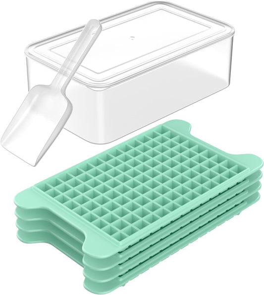 Mini Ice Cube Tray for Freezer:  Small Ice Trays for Freezer with Bin - 117×4PCS Easy Release Nugget Ice Tray - Crushed Ice Tray with Container