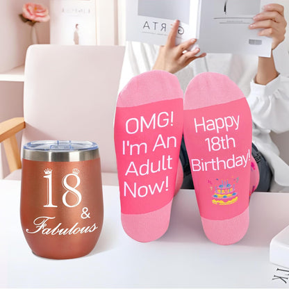18Th Birthday Gifts for Girls, 18 & Fabulous Birthday Gift Ideas, 4PCS Unique 18Th Birthday Gifts for Her, Daughter, Niece, Granddaughter, 18Th Birthday Decoration, 18 18Th Eighteen Birthday Gifts