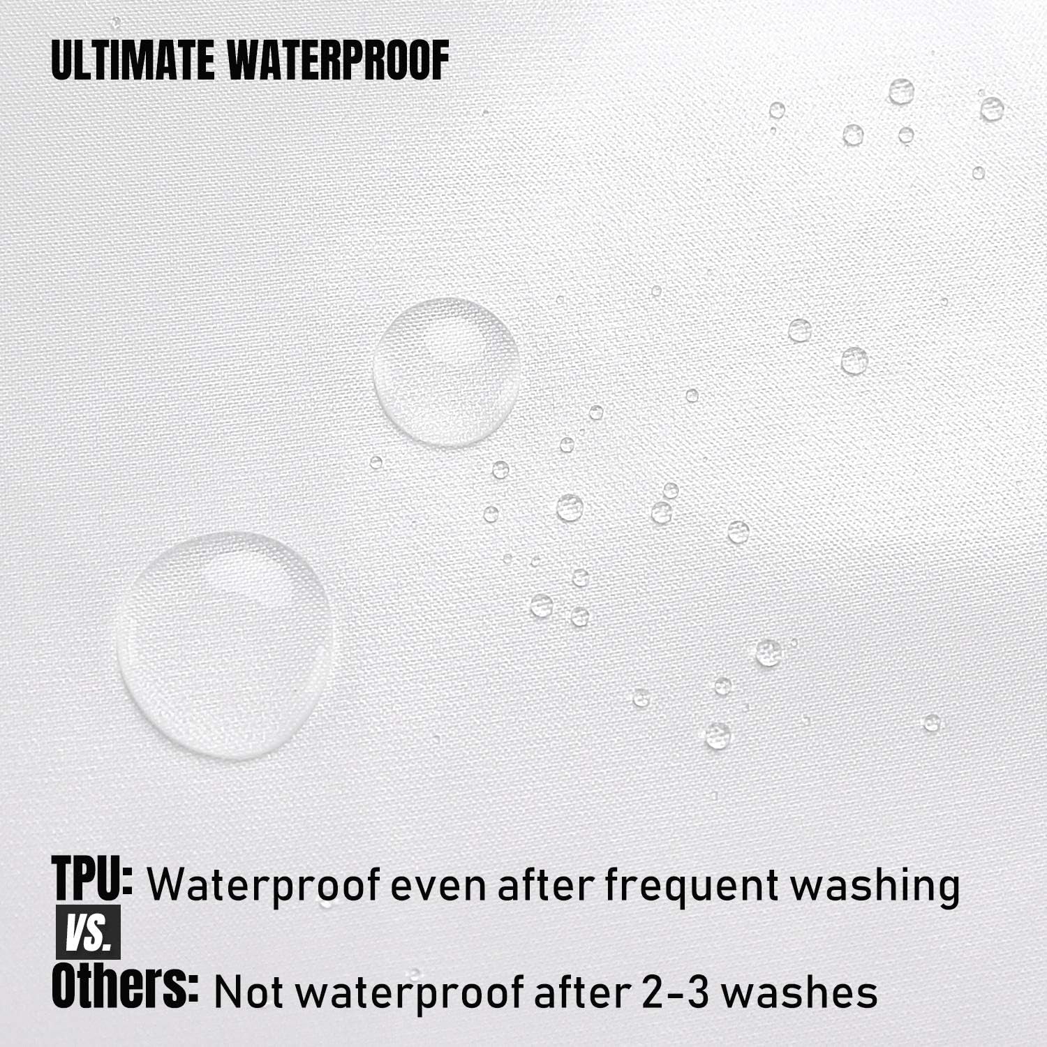 Ultimate Waterproof Fabric Shower Curtain or Liner, Machine Washable, Breathable Fabric TPU Lining Bath Tub Shower Liner, White, 72X72 Inch
