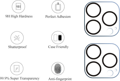 Iphone 14 Plus/Iphone 13 Pro Max [6.7 Inch Display] Glass Screen Protector 3 Pack and Camera Lens Protector for Iphone 13 Pro 6.1" ＆ Iphone 13 Pro Max 6.7"