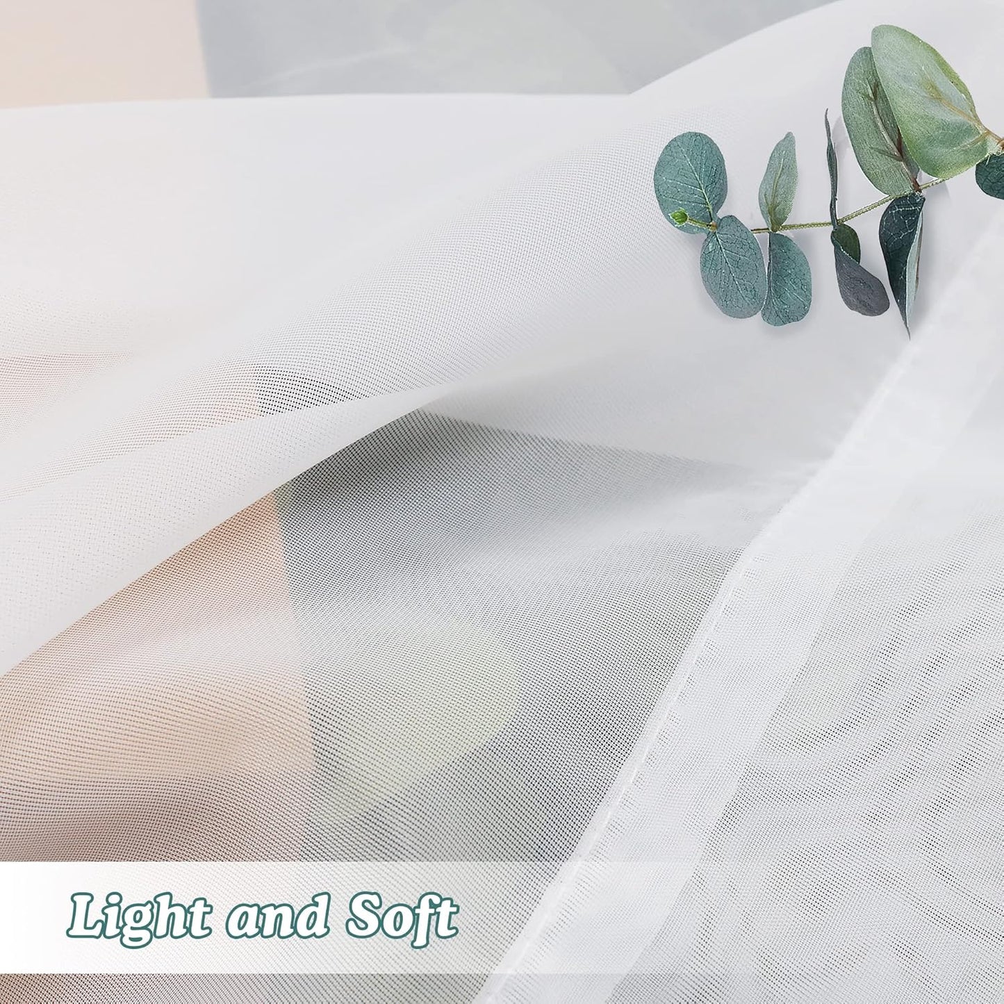 Sheer White Tier Curtains 24 Inch Length Set, Small Window Curtains Treatment for Bathroom/Living Room/Cafe/Basement, Short Voile Curtain Tiers 42In X 24In, Rod Pocket, 2 PCS