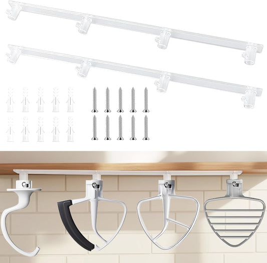 2 Pack Mixer Attachment Holder for Kitchen Aid Stand Mixer Accessories and Attachments, Hanging Hooks Mixer Attachment Organizer Compatible with Kitchen Aid Mixer Accessories