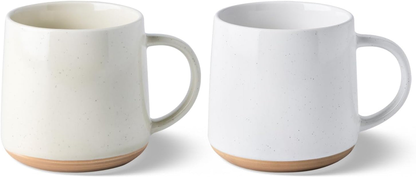 Handcrafted Ceramic Coffee Mug Set of 2, 16 oz with Terracotta Underside - Ideal for Latte, Tea, Beer, and Hot Cocoa, Dishwasher and Microwave Safe
