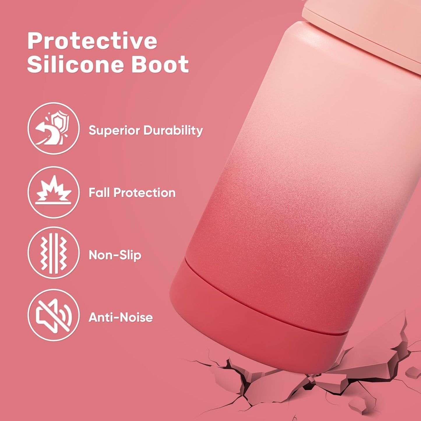 12 Oz Water Bottle, 2 Pack Kids Water Bottles for School, Toddler Water Bottle with Straw & Handle, 304 Stainless Steel Insulated Water Bottle, BPA Free, Gradient Blue+Gradient Red