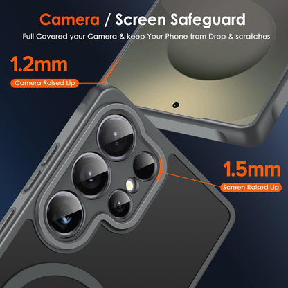 Magnetic Case for Samsung Galaxy S25 Ultra 5G 6.9” [Compatible with Magsafe] [15 FT Military Grade Protection] Magnetic Charger Case Bumper for S25 Ultra, Slim Phone Bumper Cover- Gray