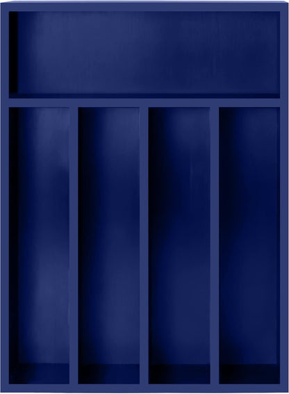 Silverware Organizer, Bamboo Utensil Drawer Organizer for Cutlery, Utensils & Flatware (5 Compartment, Blue) Pack of 1